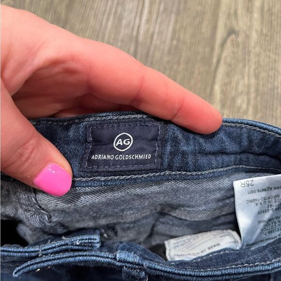 AG Adriano Goldschmied Straight Jeans Mid Rise Slim Fit Denim Medium Wash Sz 25 - Picture 8 of 13
